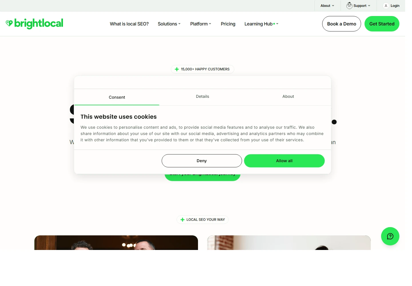 BrightLocalのランディングページ