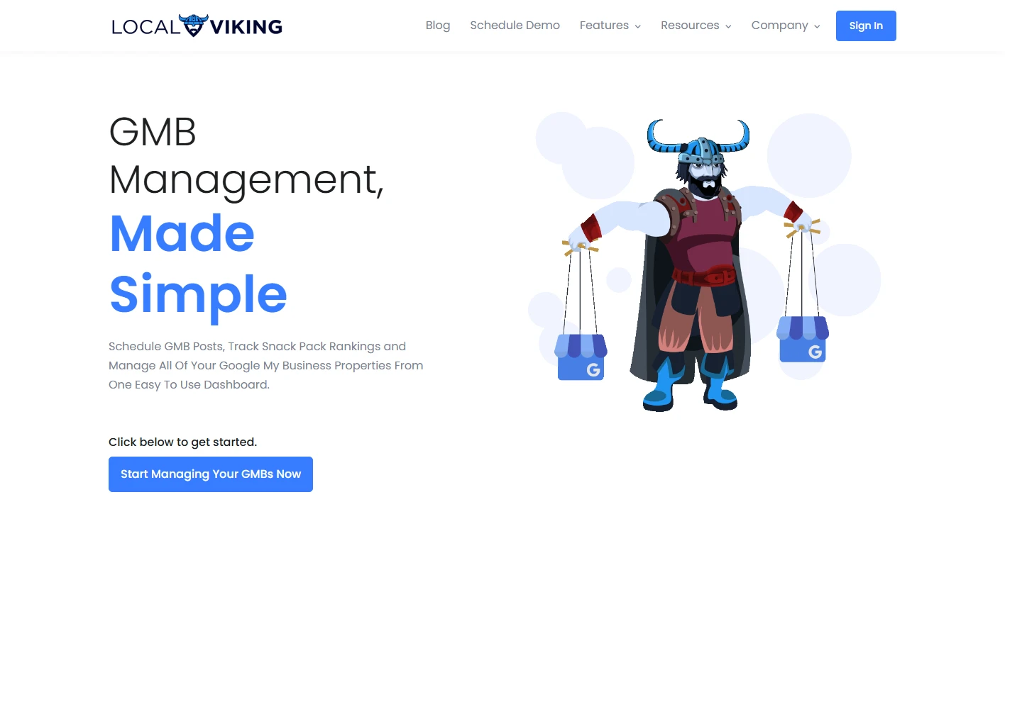 Local Vikingのランディングページ
