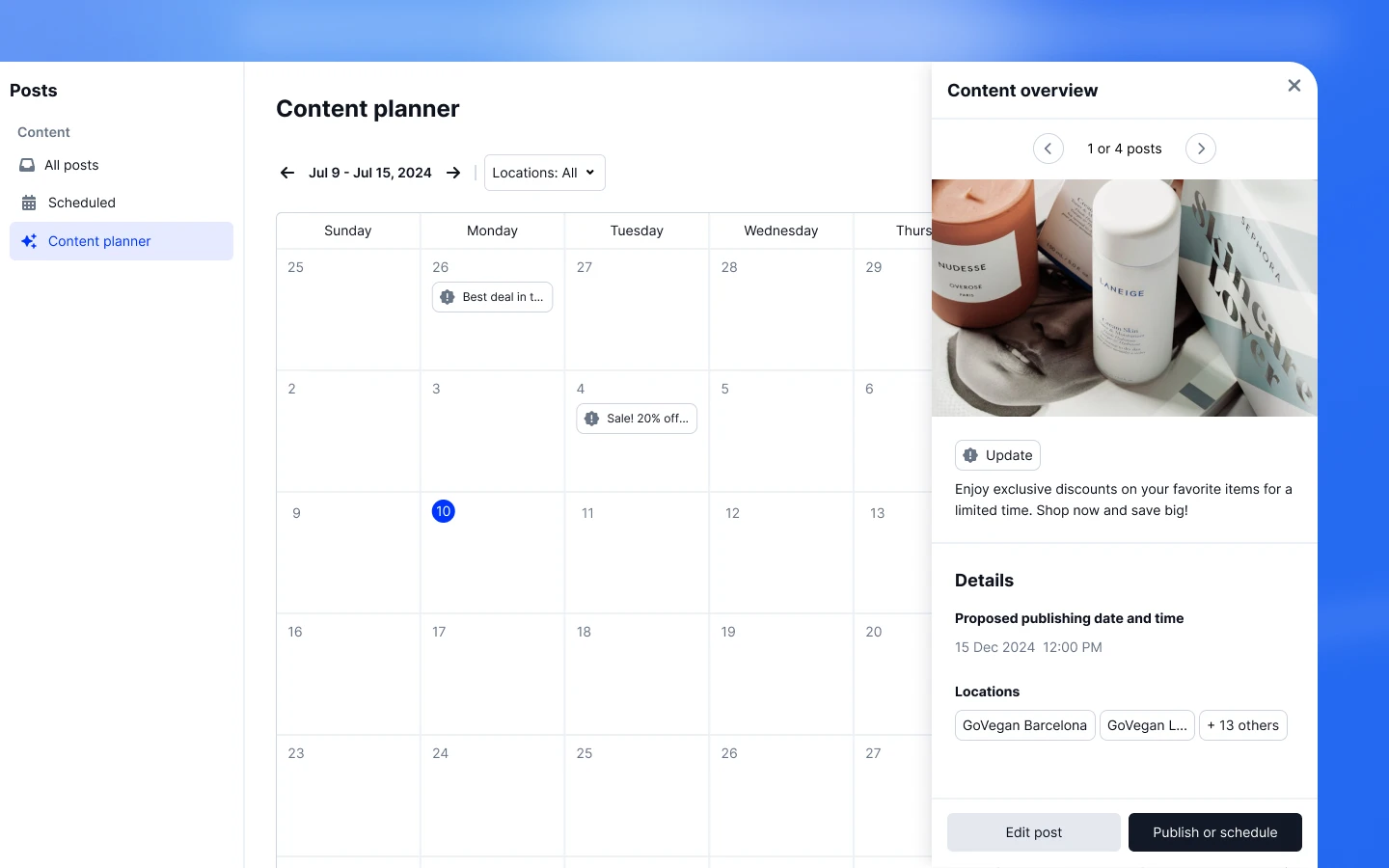 Localith content calendar for Google Business Profile posts