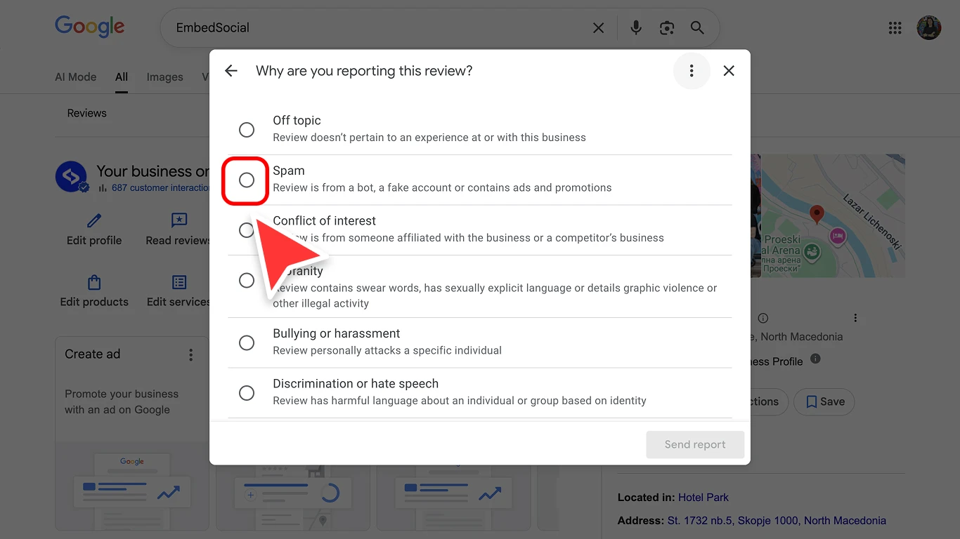 Googleビジネスプロフィールでスパムレビューを報告する