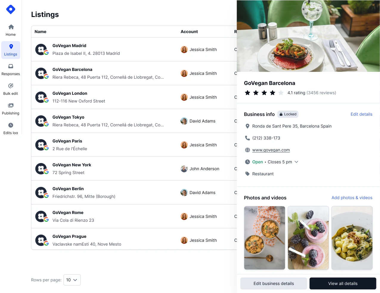 Localith dashboard for managing multiple Google Business Profiles
