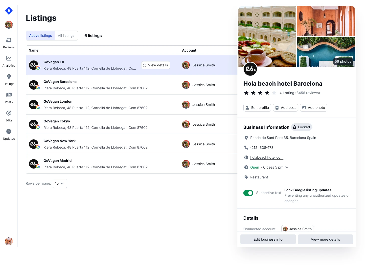 Single listing hours field inside the location details editor